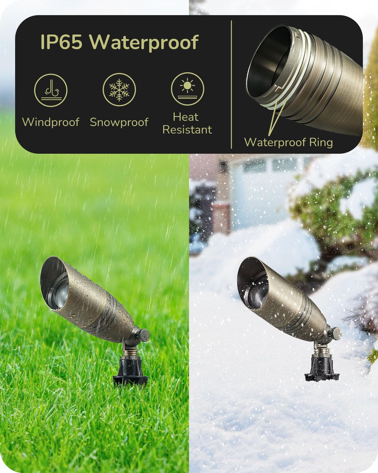 Edishine Solid Brass Landscape Spotlights  12V Led Low Voltage Landscape Lights  3Cct Mr16 Bulb Included  Bronze Heavy Duty Waterproof Spot Lights Outdoor Lighting For Garden Yard Tree  4 Pack
