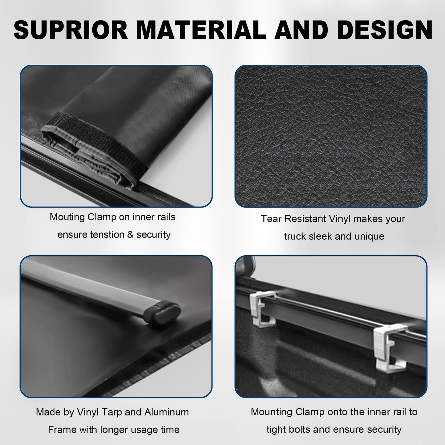 MOSTPLUS 6FT Roll-Up Soft Vinyl Truck Bed Tonneau Cover Compatible with 2005-2015 Toyota Tacoma Standard Model On Top Fleetside Cargo Bed 72Inch, Not for Flareside/Stepside Bed