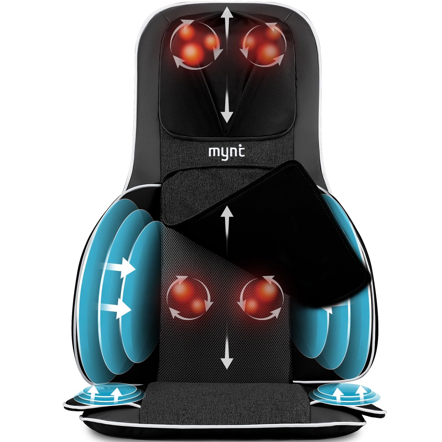 Mynt Back and Neck Massager for Pain Relief Deep Tissue,3D Shiatsu Acupressure Neck Back Massager with Heat, Seat Massager for Full Body Relaxation Black