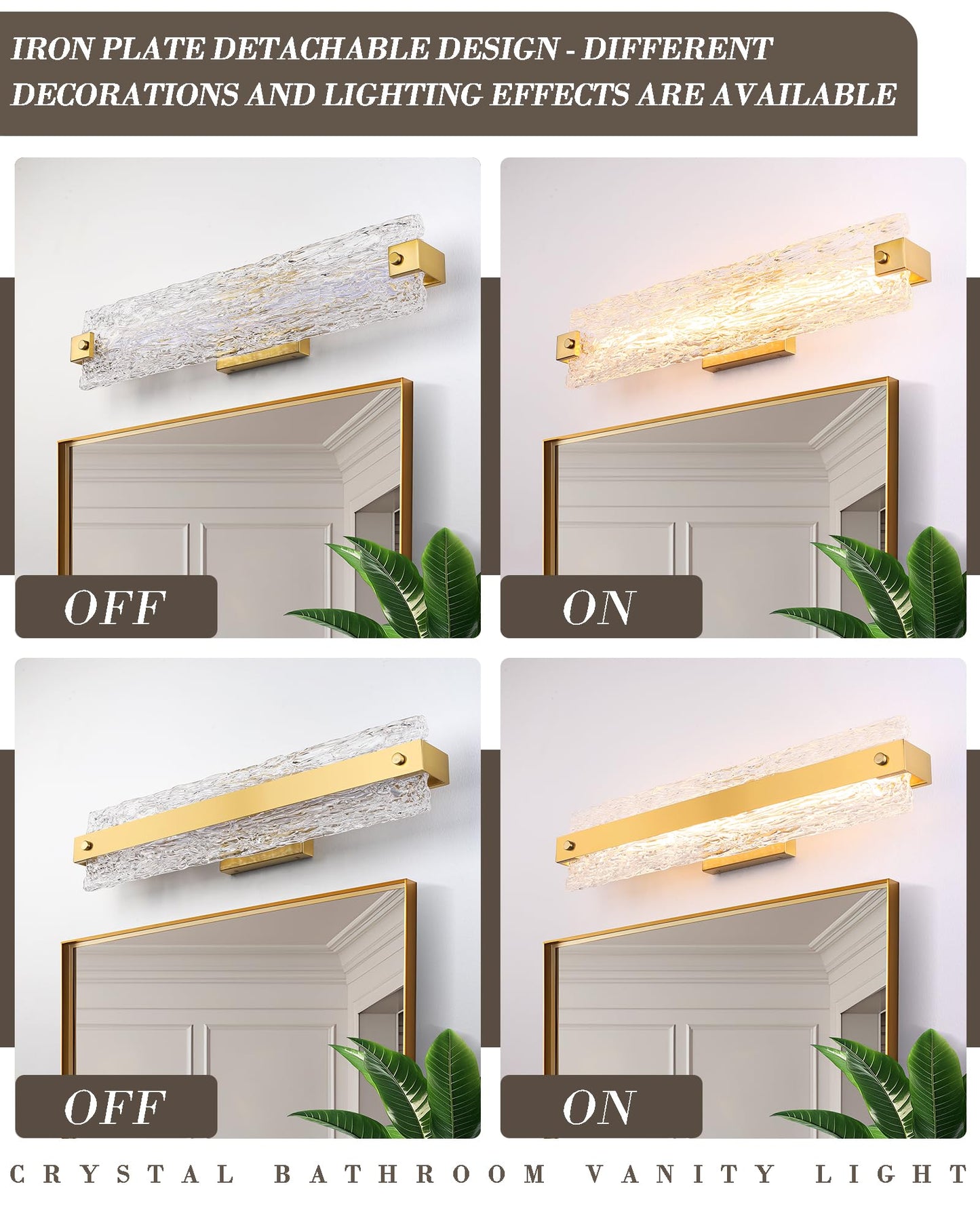 Osimir Brushed Gold Led Bathroom Vanity Light  24.4 Inch 15W Modern Dimmable Bathroom Light Fixture Over Mirror  Crystal Bar Wall Sconce Lighting For Bath  3Cct  Os-Mm5001-3Bg