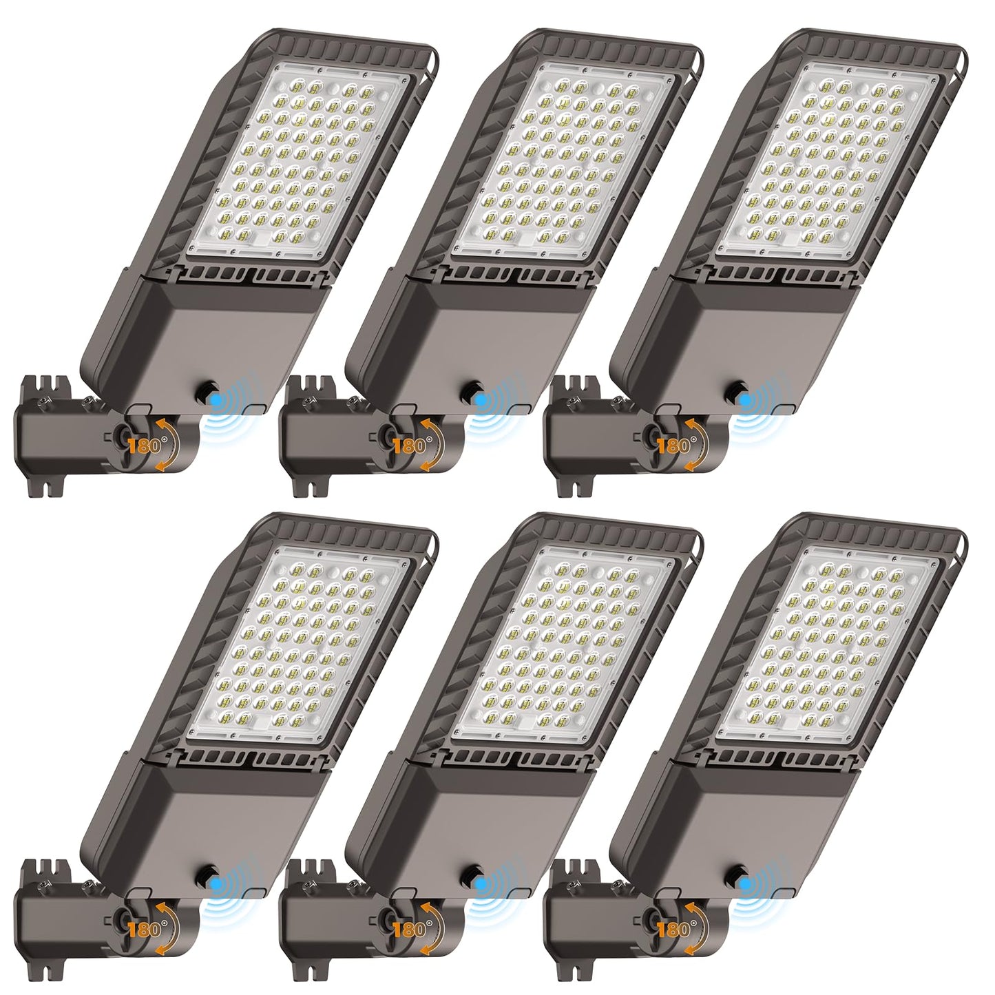 Aikvsxer 45000Lm Led Parking Lot Light 180W Commercial Street Area Lighting Dusk To Dawn Photocell Outdoor Lights Ip65 Waterproof 12 Years Lifespan For Parking Yard Warehouse 6 Pack