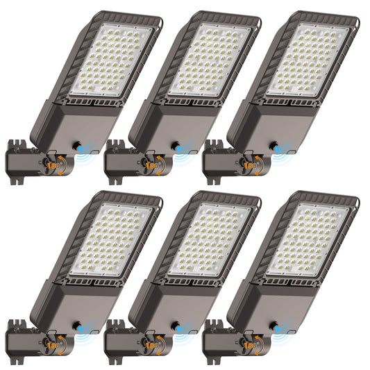 Aikvsxer 45000Lm Led Parking Lot Light 180W Commercial Street Area Lighting Dusk To Dawn Photocell Outdoor Lights Ip65 Waterproof 12 Years Lifespan For Parking Yard Warehouse 6 Pack