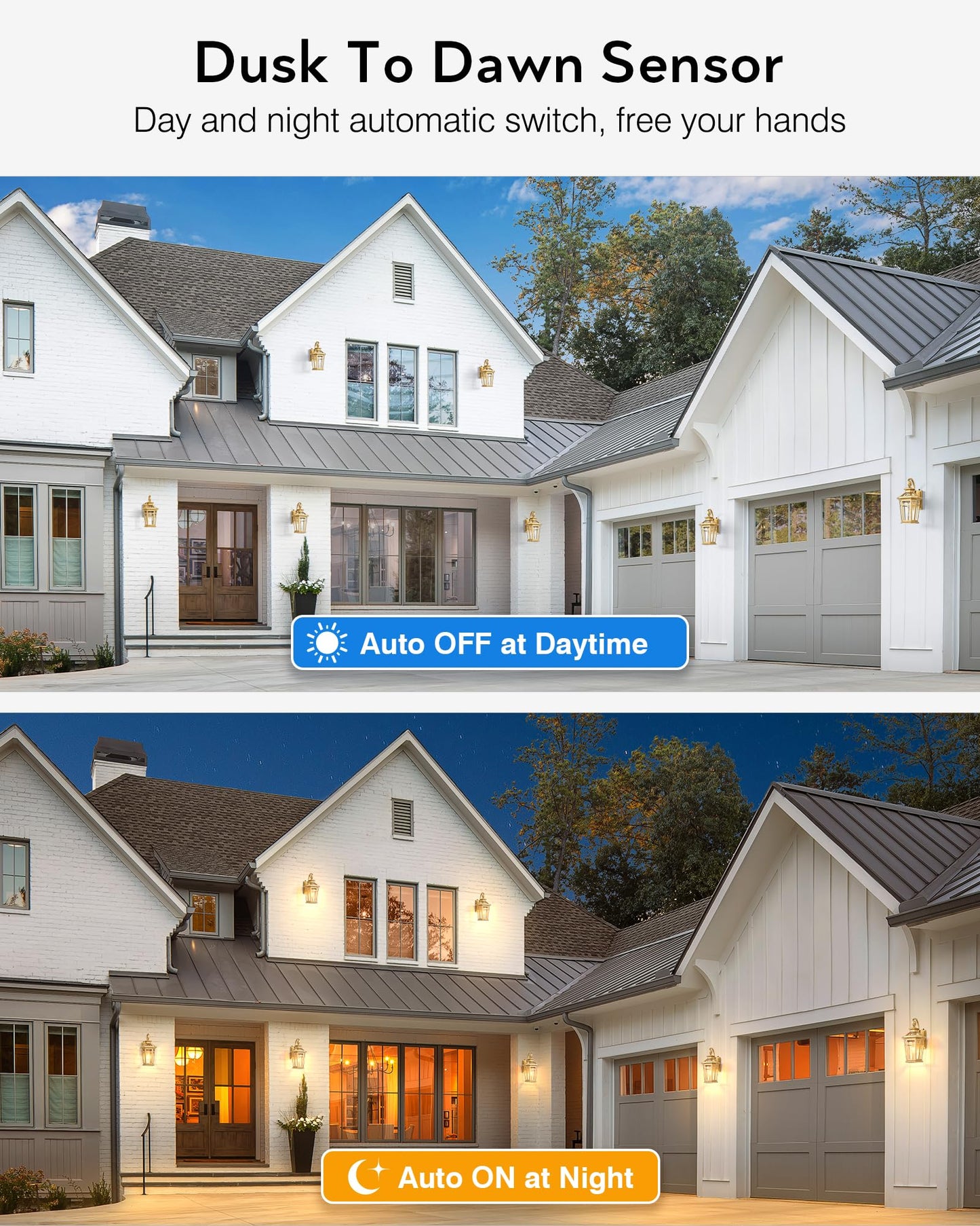 Opaxis Outdoor Wall Lights Wall Mount  2-Pack Dusk To Dawn Front Porch Light  Gold Modern Exterior Wall Sconce  Exterior Garage Lighting Fixtures  Weather Resistant Coach Lanterns Outdoor  Anti-Rust