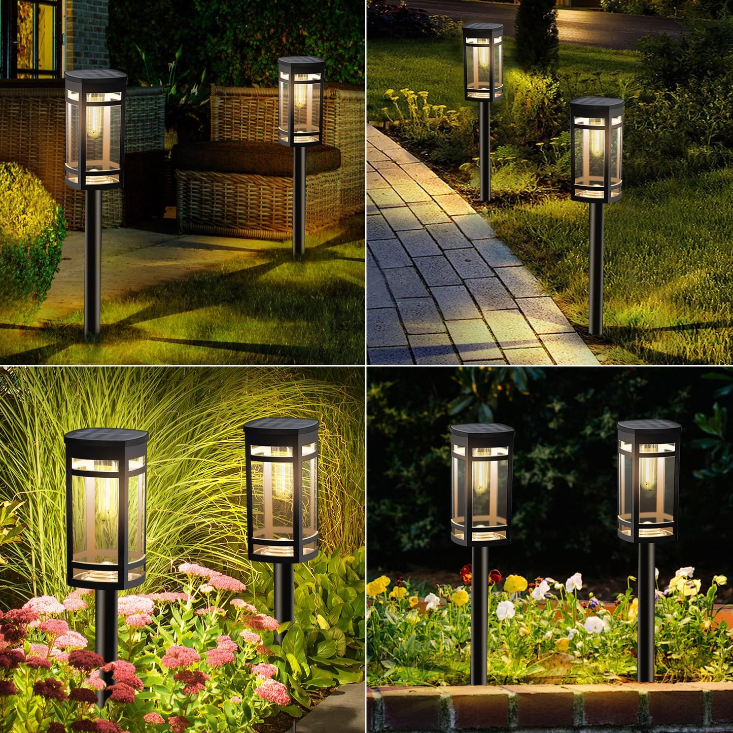 Excmark 16 Pack Solar Lights Outdoor Waterproof For Garden Pathway Walkway Driveway Yard Lawn Decorative Landscape Lighting. (Warm White Light  16)