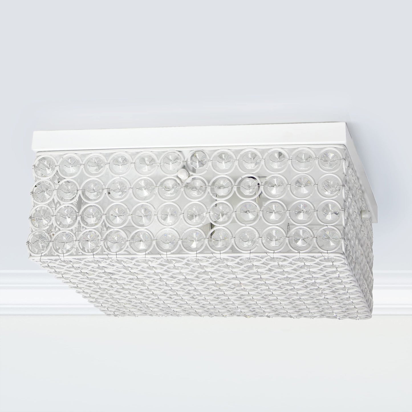 LALIA HOME 2-Light Flush Mount Ceiling Light, 12 Inch Square, Metal, White, Model LHM-2004-WH