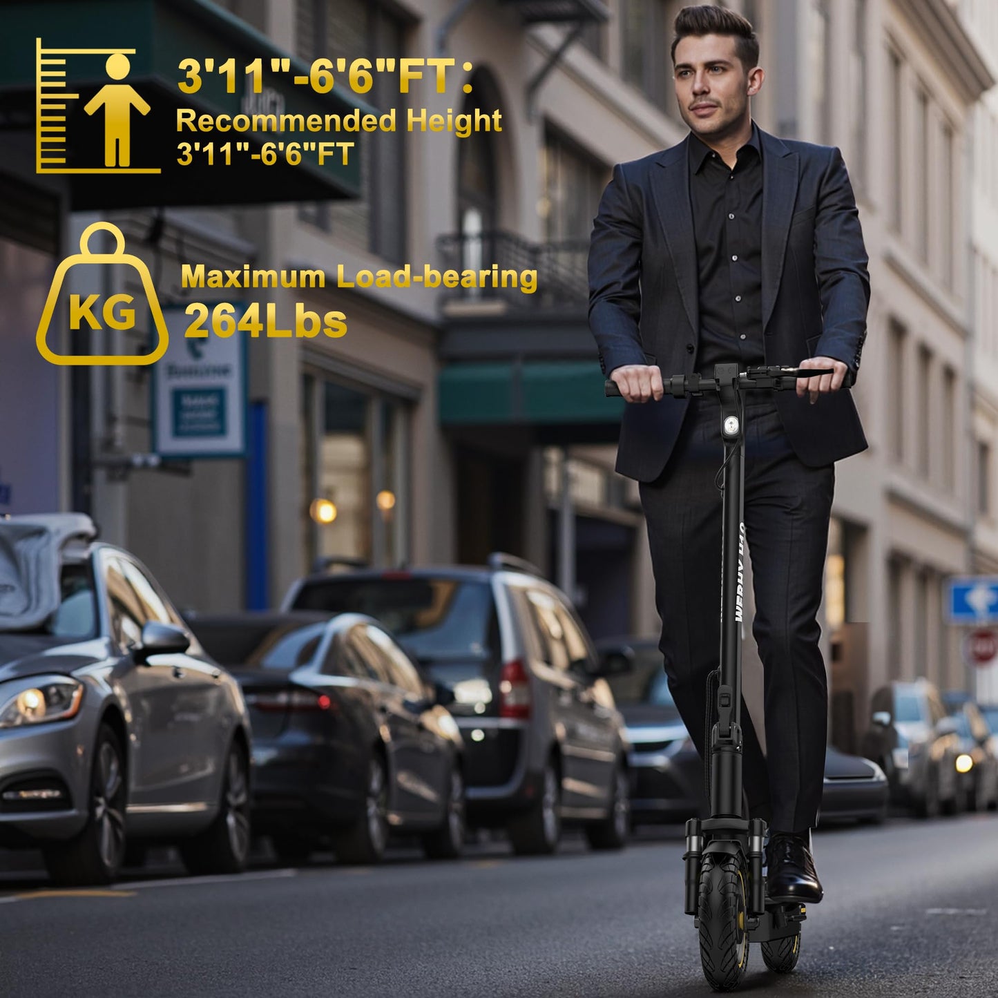 WERHY 10 Inches Electric Scooter, 500W Powerful Motor & 22 MPH Top Speed, 22-28Miles Long Range, Folding E Scooter with Dual Braking for Adults