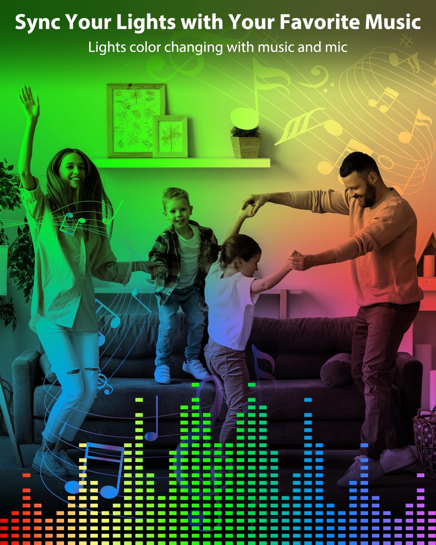ASOKO LED Under Cabinet Lights - 200 Lumens RGB, 12-inch Linkable Strip, 3 Pack, Music Sync, APP & Remote Control