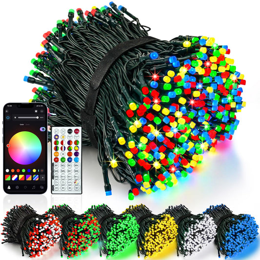 Smart Color Changing Christmas Lights With Remote & App 208Ft 600 Led Rgb Dimmable Christmas String Lights  Waterproof Fairy Twinkle Light For Indoor Outdoor Xmas Tree Wedding Holiday Decorations