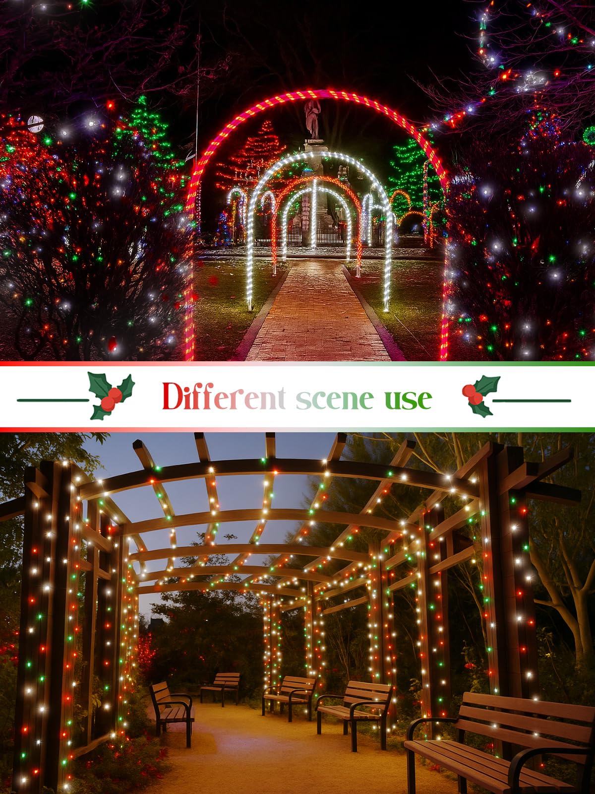 800 Led Christmas Slow Twinkle Cluster Lights  Fire er Fairy Lights With 15 Modes & Timer Function  Waterproof String Lights For Indoor Outdoor Tree Christmas Decorations  Red Green And White