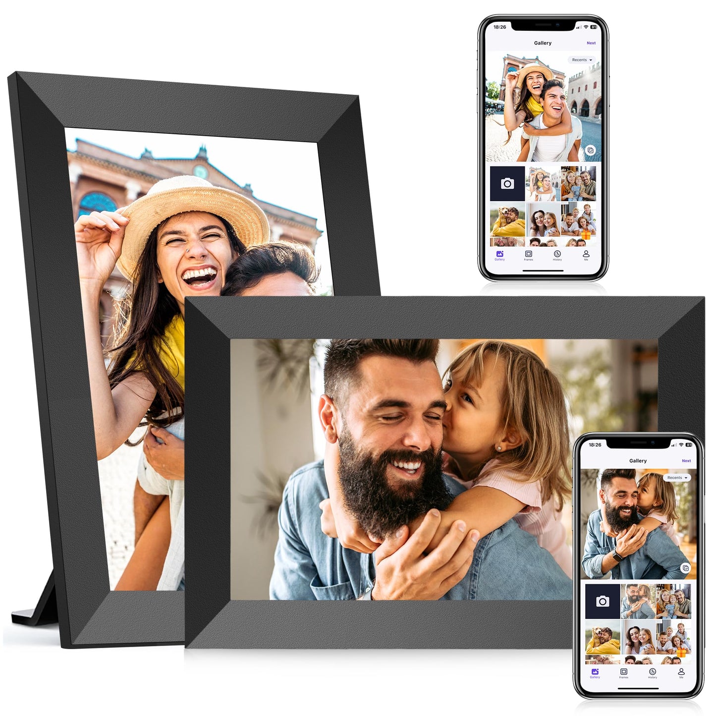 Uhale Digital Picture Frame 32GB Storage 10.1 Inch WiFi Electronic Photo Frames SD Card Slot IPS Touch Screen HD Display Auto Rotate Slideshow Share Videos Photos Instantly Send Wishes Remotely