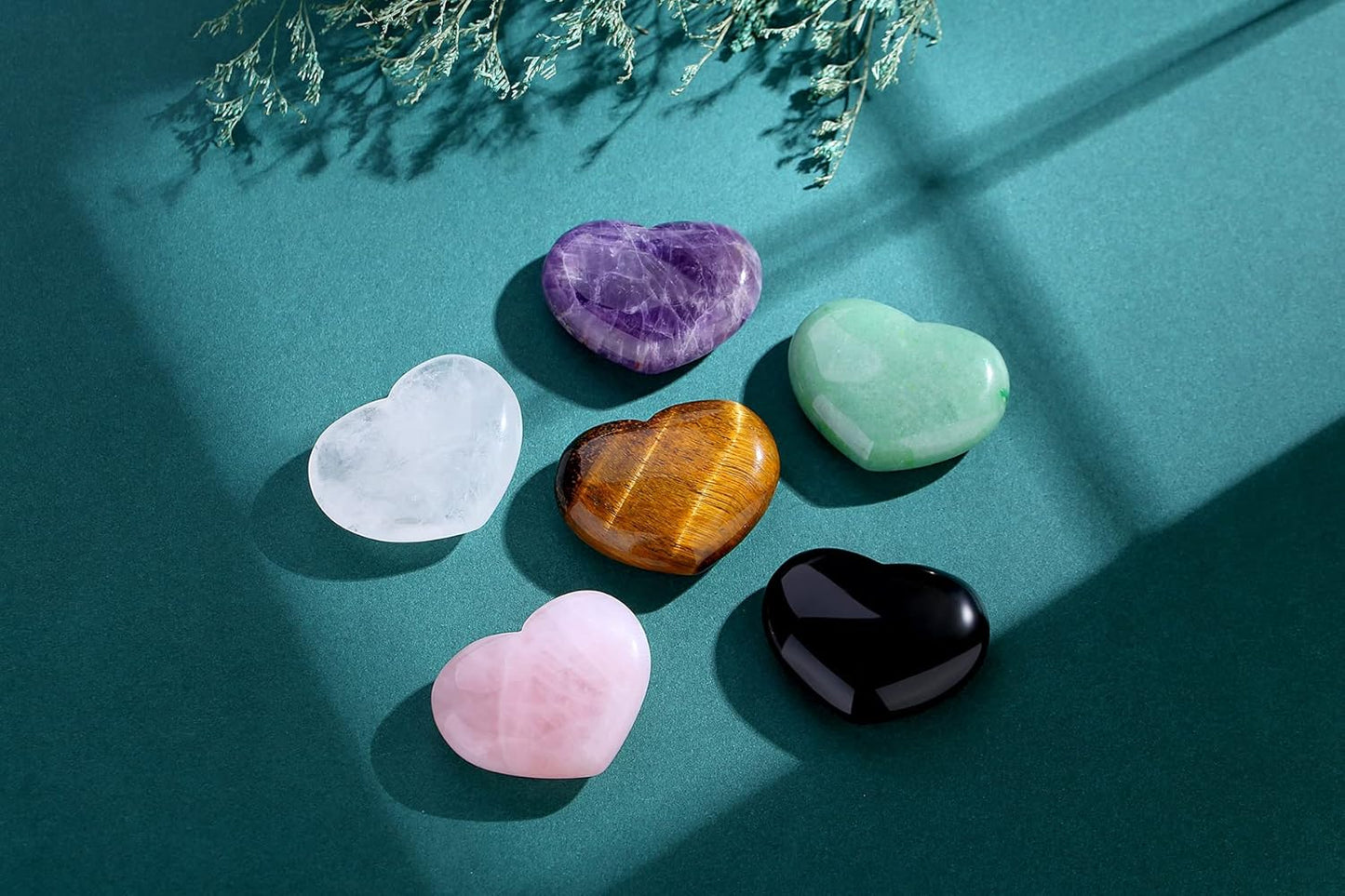 1.8" Large Heart Crystal Stone Black Obsidian Healing Crystals Smooth Gua Sha Meditation Yoga Worry Stones Pockets Gemstone Reiki Energy Balancing Gift Mother's Day Gift
