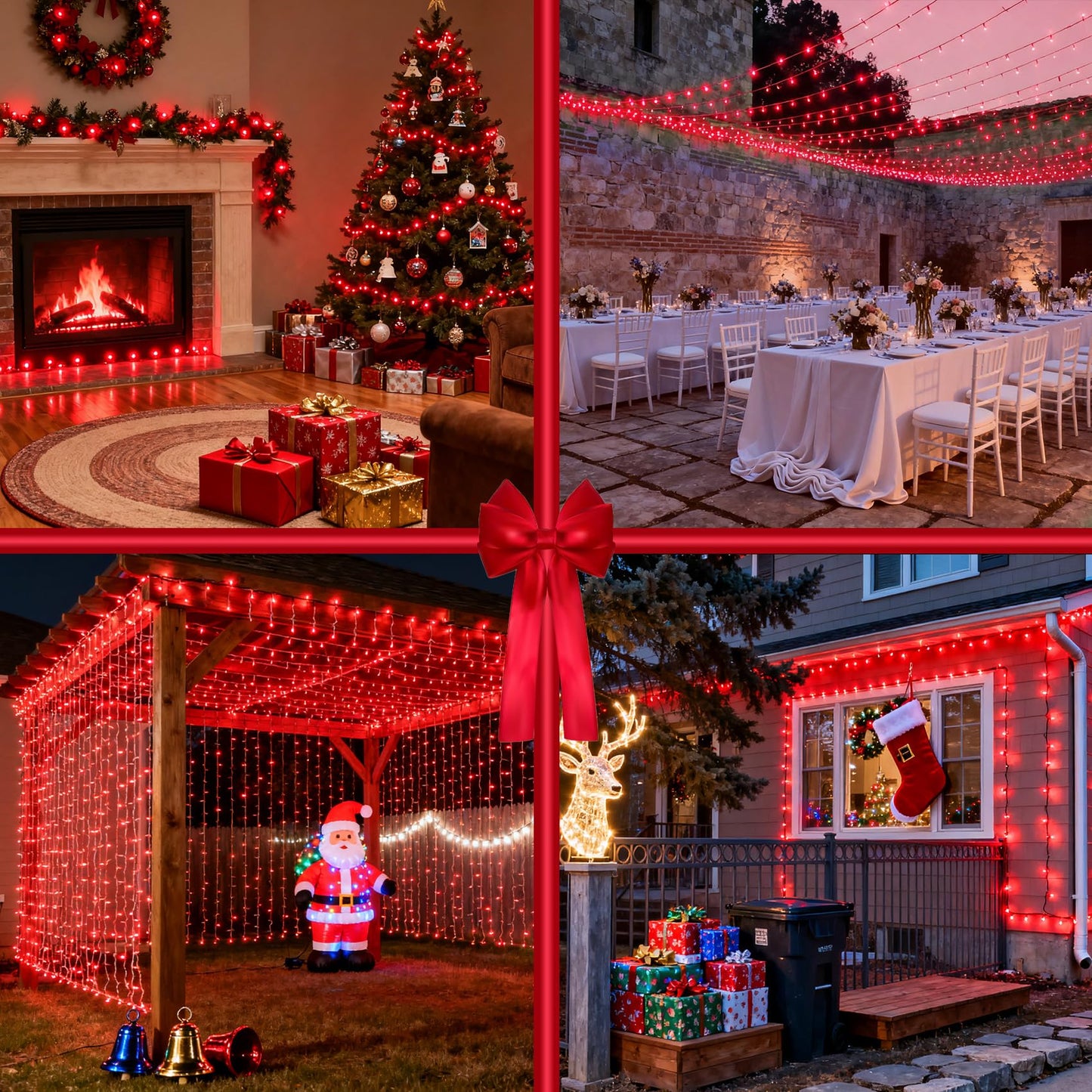 1500 Led Christmas Lights Outdoor With 12 Modes  470Ft Green Wire Christmas String Fairy Lights With Timer & Dimmable  Waterproof Twinkle Tree Lights For House Patio Party Wedding Xmas Decor  Red