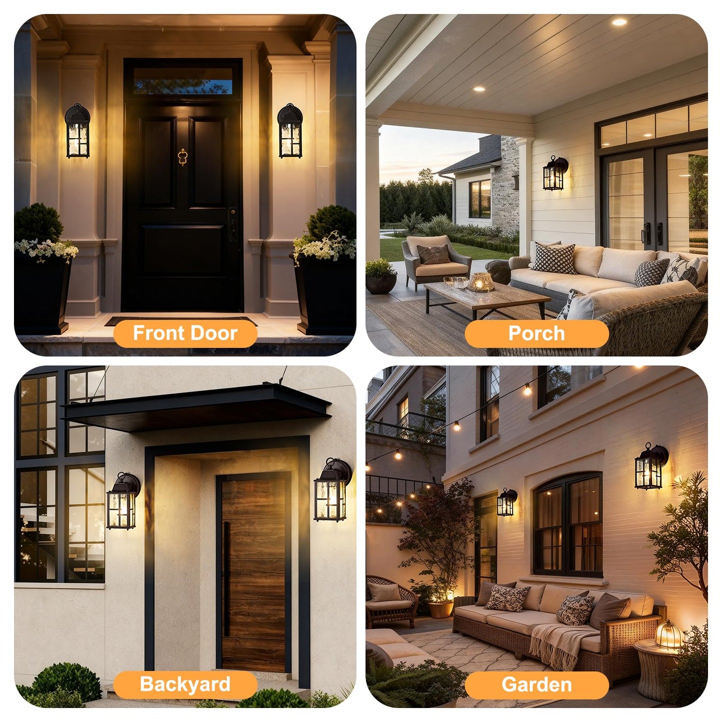 Okeli 2-Pack Dusk To Dawn Outdoor Wall Lights  Weatherproof Exterior Lighting Fixture Wall Mount  Aluminum Ripple Glass Porch Light  Anti-Rust Outside Wall Sconce For House  Garage(Brown)