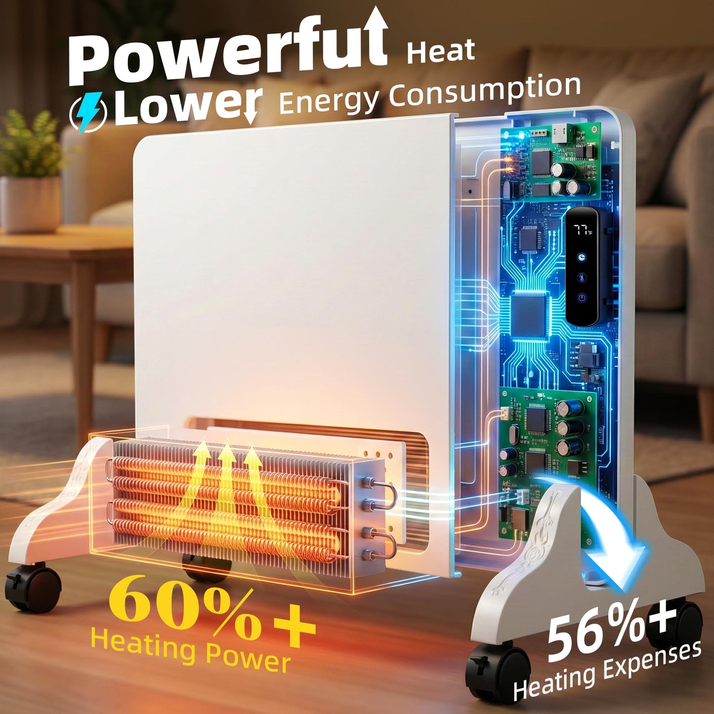 Wall Convection Space Heater Panel, Smart WiFi Wall Mounted Electric Heater for Indoor Use, 400W Energy Efficient Heaters with Remote & APP Control, Quiet Heaters for Bedroom, Office