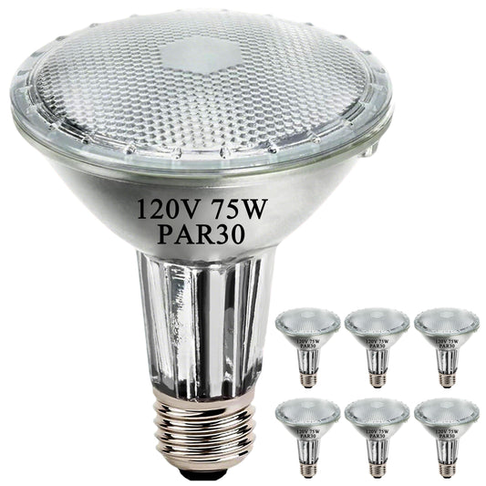 Misdood Par30 Long Neck Halogen Flood Light Bulbs  120V 75W  Dimmable High Output  E26 Medium Base  2700K Warm Lighting  3000 Hours For Recessed Light Bulb  6 Pack