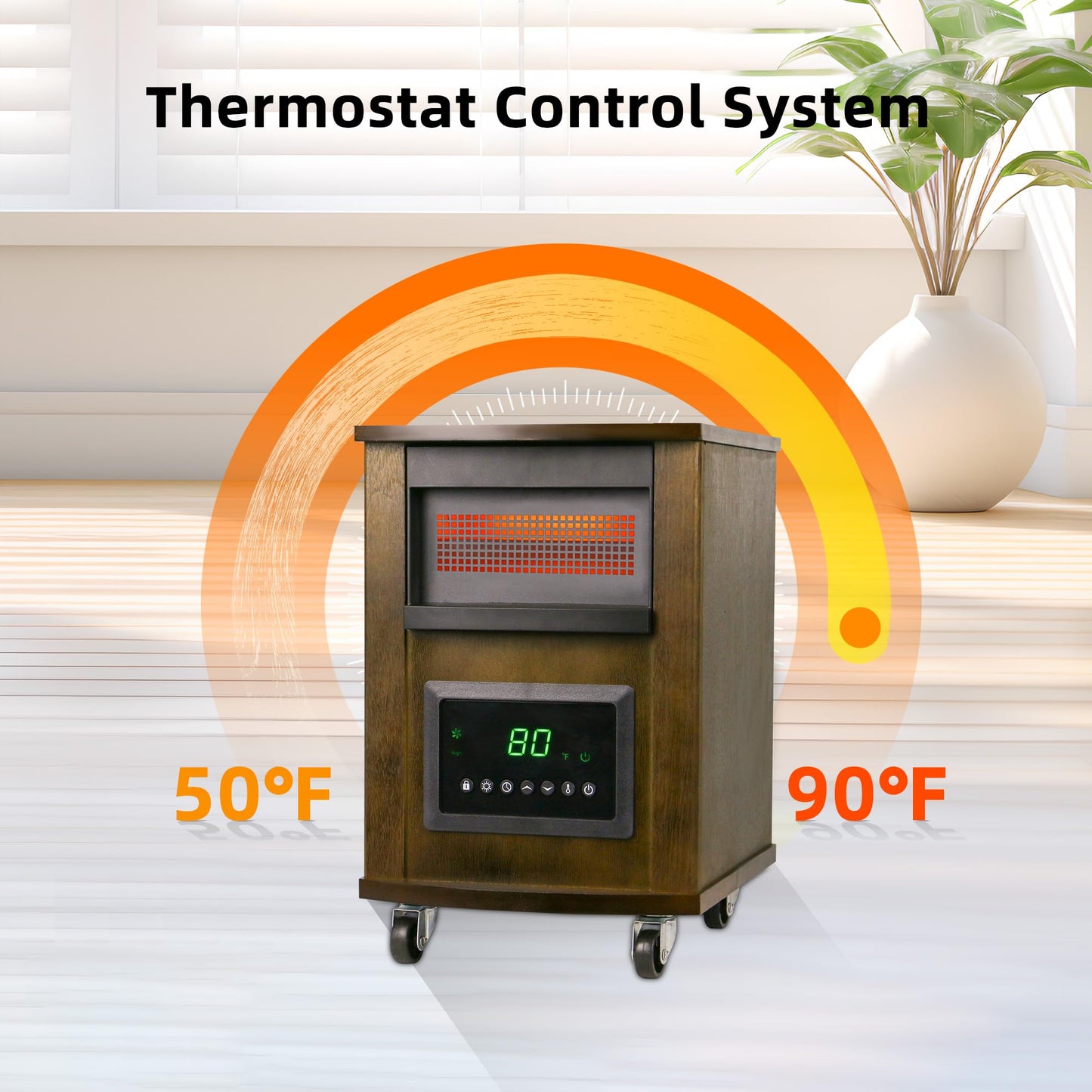 Infrared Heaters for Indoor Use 1500W Space heater with 3 Heat Settings Remote Overheat and Tip-over Proteciton Child Lock 12H Timer Electric Heater Indoor WEWARM