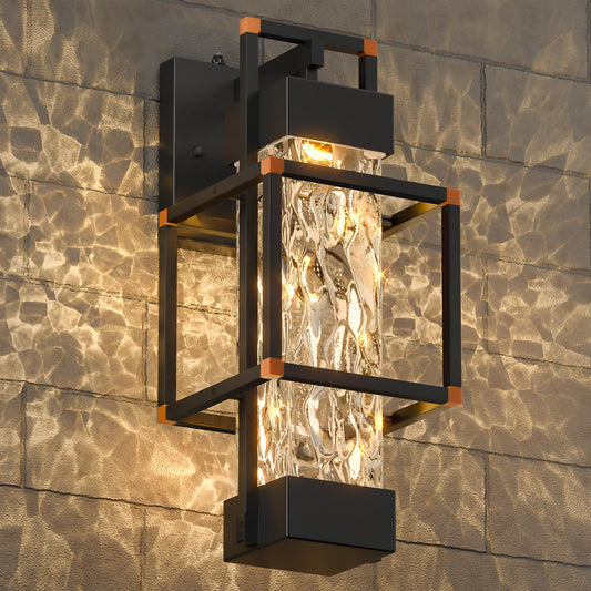 Hotsonic 1 Pack Dusk To Dawn Outdoor Porch Light Fixtures Wall Mount  14 Dimmable Exterior Lighting For Outside  Waterproof Wall Lantern Lamps  Orange Sconce Coach Lights For House  Garage