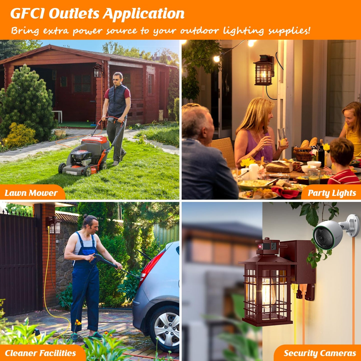 2-Pack Porch Light With Gfci Outlets  Brown Motion Sensor Dusk To Dawn Outdoor Wall Light Fixture  Waterproof Outside Wall Lantern Sconce 3 Lighting Modes  Exterior Wall Light For Front Door House