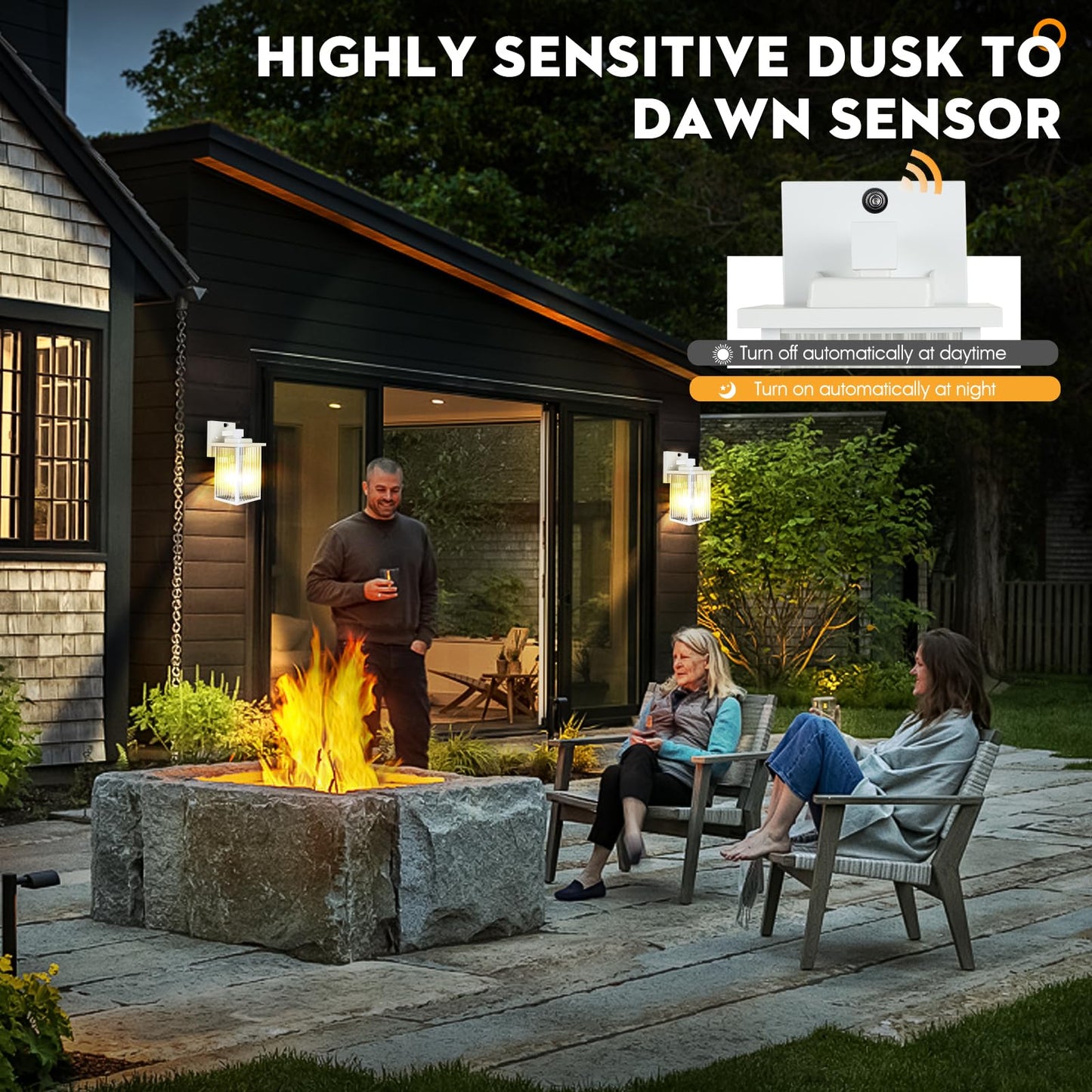 Hameso 2Pack Dusk To Dawn Outdoor Lighting  Ip65 Waterproof Outdoor Porch Light With Tempered Glass  Outdoor Light Fixture For House Exterior Front Door Garage Patio(White)