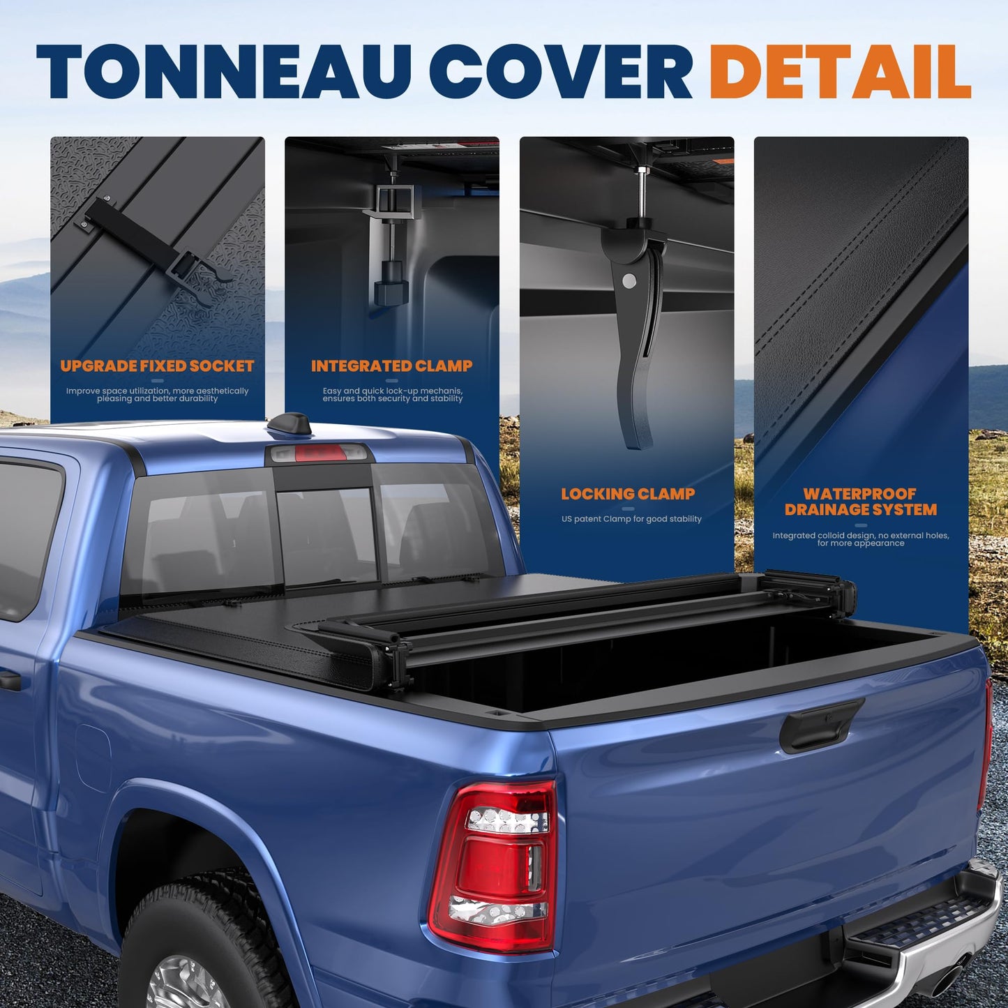 KUIPERAUTO Soft Tri-fold 5.6 Feet Bed Tonneau Cover Compatible for 2009-2026 Dodge Ram 1500 (Incl. 2019-2024 Classic & 2019-2026 New Body Style) W/o Ram Box Truck Bed