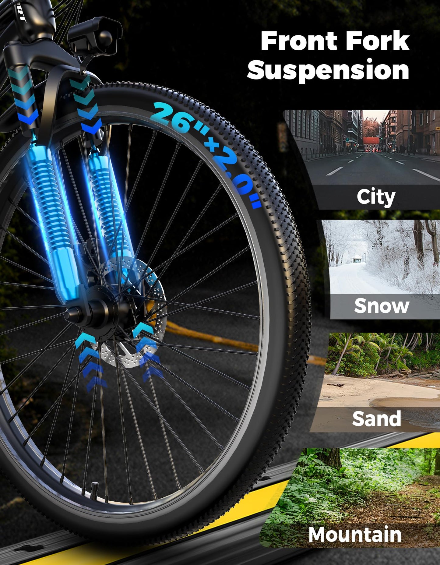 Misodo Electric Bike for Adults, 1500W Peak Mountain Ebike with 28 MPH, 65 Miles Range, 7 Speeds, 48V 10Ah Removable Battery 26" Ebike for Commute
