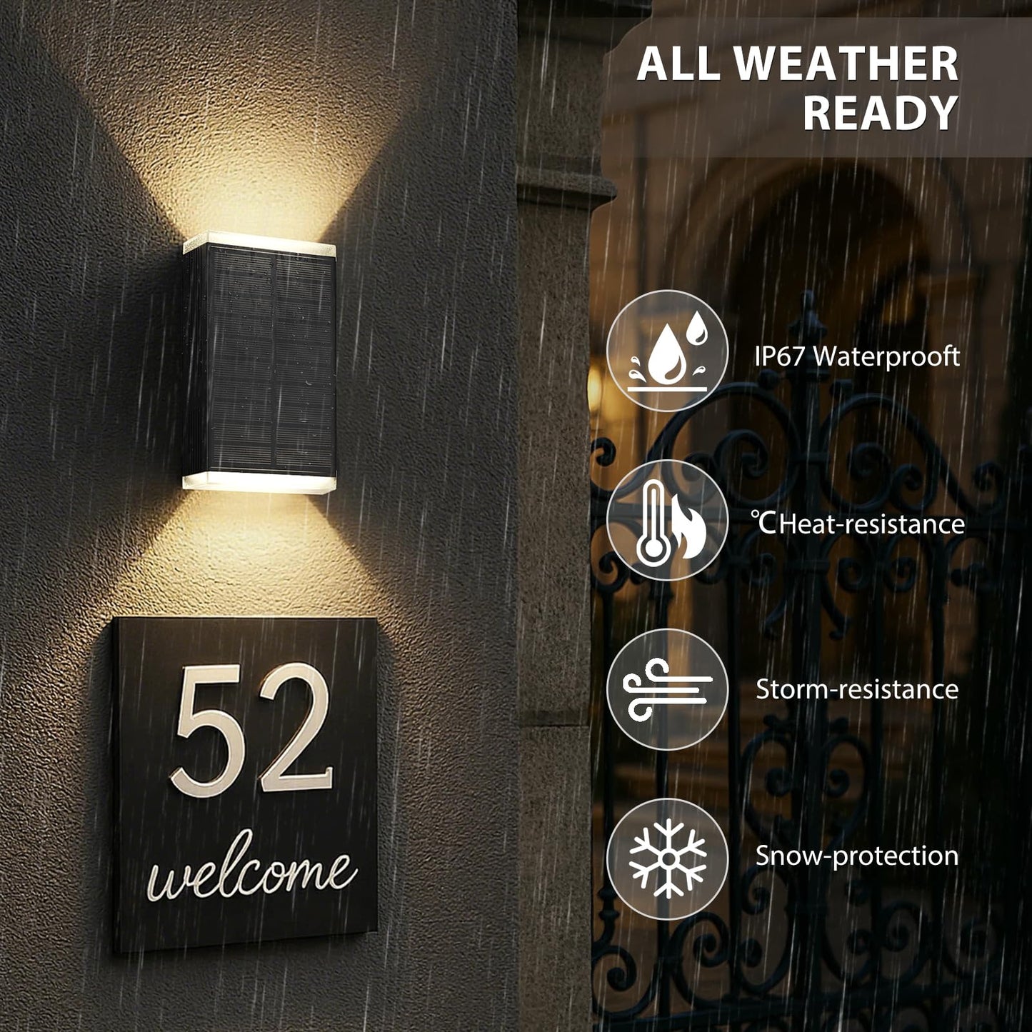 Solar Wall Light Outdoor   3000/4000/6000K 3 Modes Dusk To Dawn Lighting Wall Sconce Ip67 Waterproof Up And Down Solar Lights Outdoor Front Door Light For House  Garage  Porch  Doorway Fence (6Pack)