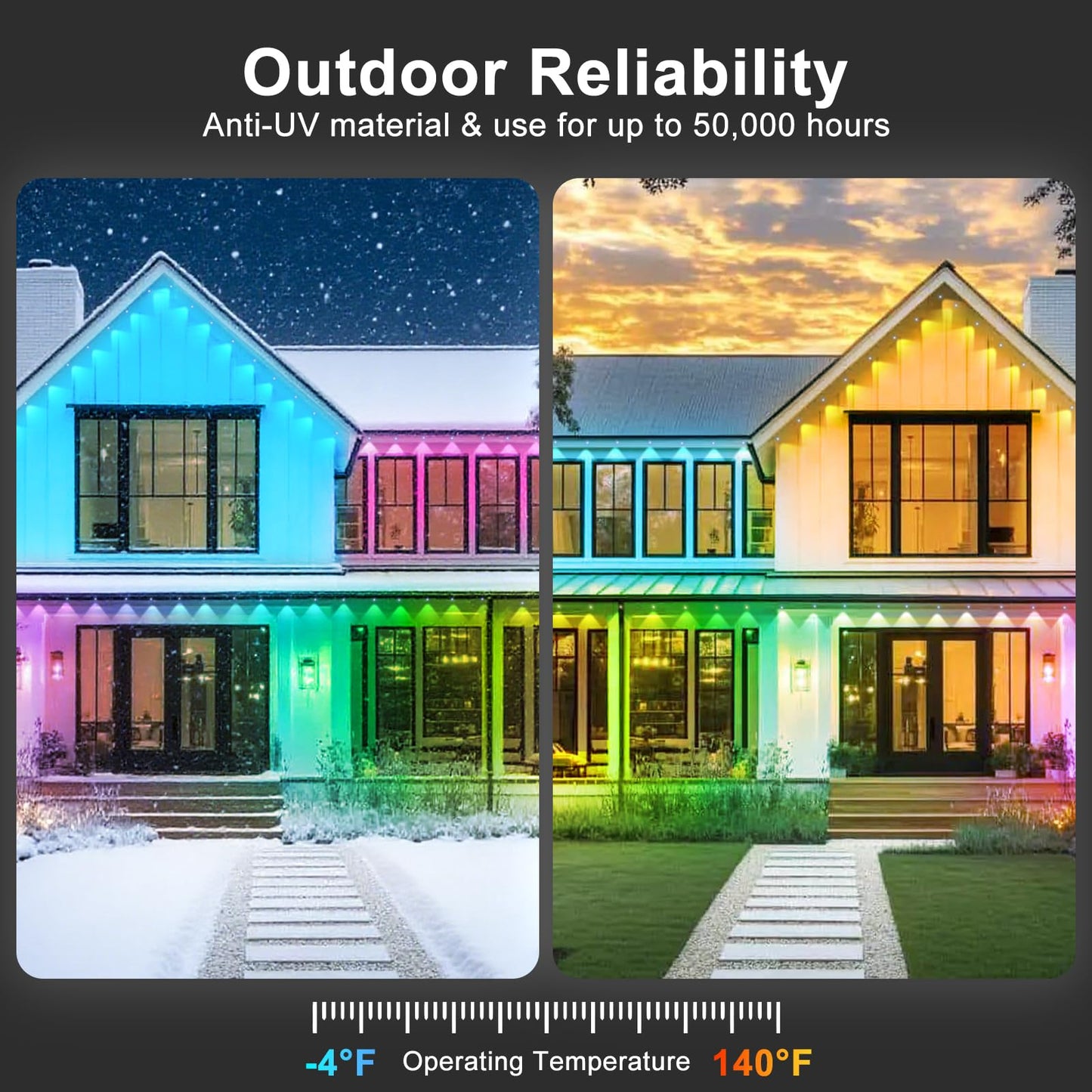 Inzidol Permanent Outdoor Lights 300Ft Rgb Eave Light Ip67 Waterproof Lighting For House Smart Led With App/Remote Control For Outdoor Decor Garden Decor Party Holiday