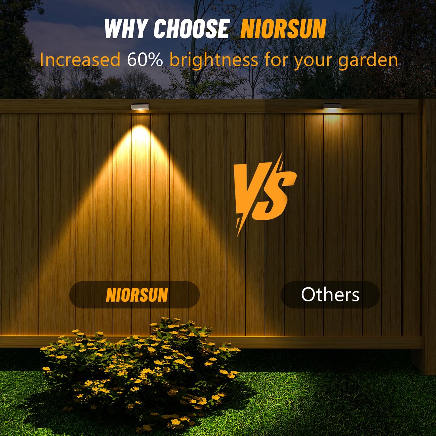 Niorsun Solar Fence Lights Outdoor Waterproof Warm & Cool White Rgb 8 Pack Led Spot Lens Deck Lights 9 Mode Solar Powered Wall Lighting Decor For Outside Patio Step Backyard Railing Pool White