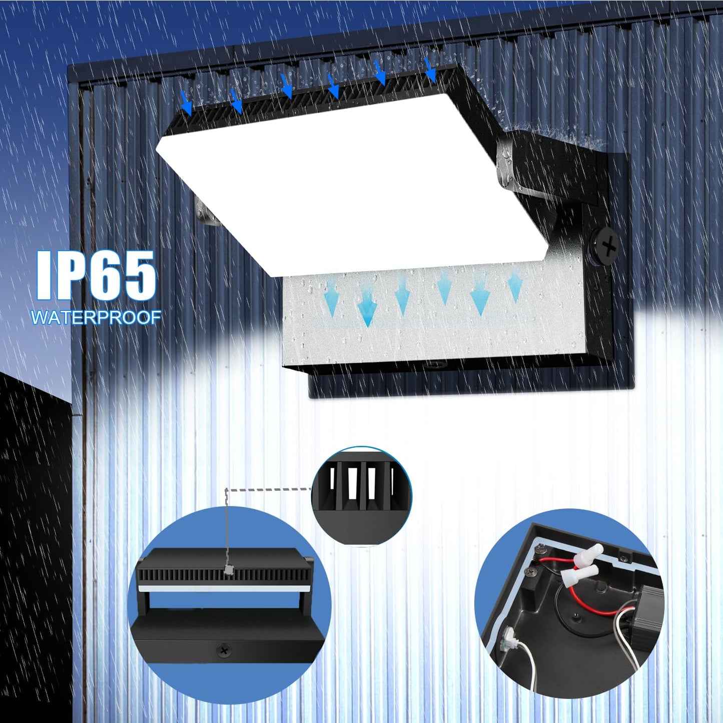 Juyace 120W Led Wall Light Outdoor Flood Lighting Exterior Fixtures 360 Rotation 5000K For Garage Yard Barn Area Backyard Building 4Pack
