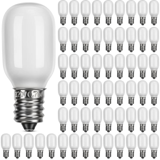 Meonum Christmas Village Replacement Light Bulbs  E12 Candelabra Base T20 Led Bulbs  0.7W 120V Replacement Light Accessories For Villages Houses  Christmas Tree  Halloween Pumpkin(60 Pieces)