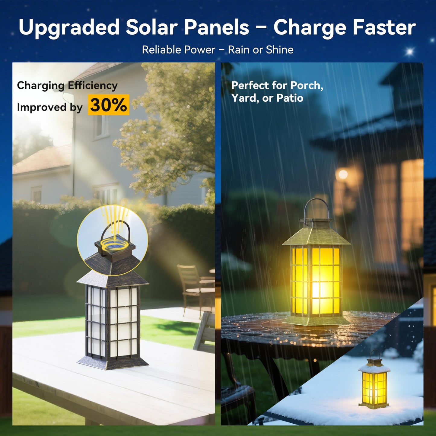 Anyperfect 2 Pack 13 Bronze Solar Lantern With Flickering Flame Candle | Outdoor Waterproof Hanging Lanterns  Metal & Glass Solar Lights For Garden Decoration  Rustic Gifts For Mom
