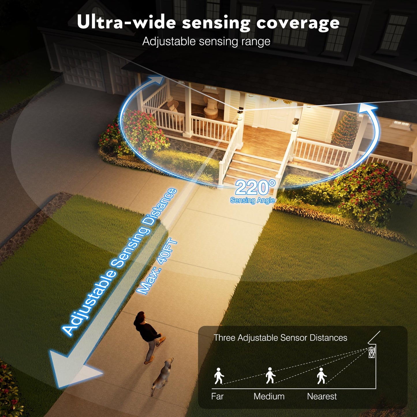 Opaxis Black Outdoor Patio Lights With Gfci Outlet 2-Pack  Upgraded Motion Sensor Outside Lighting With Water Ripple Glass  Dawn To Dusk Outdoor Light Fixture For House  Garage  Garden  Waterproof