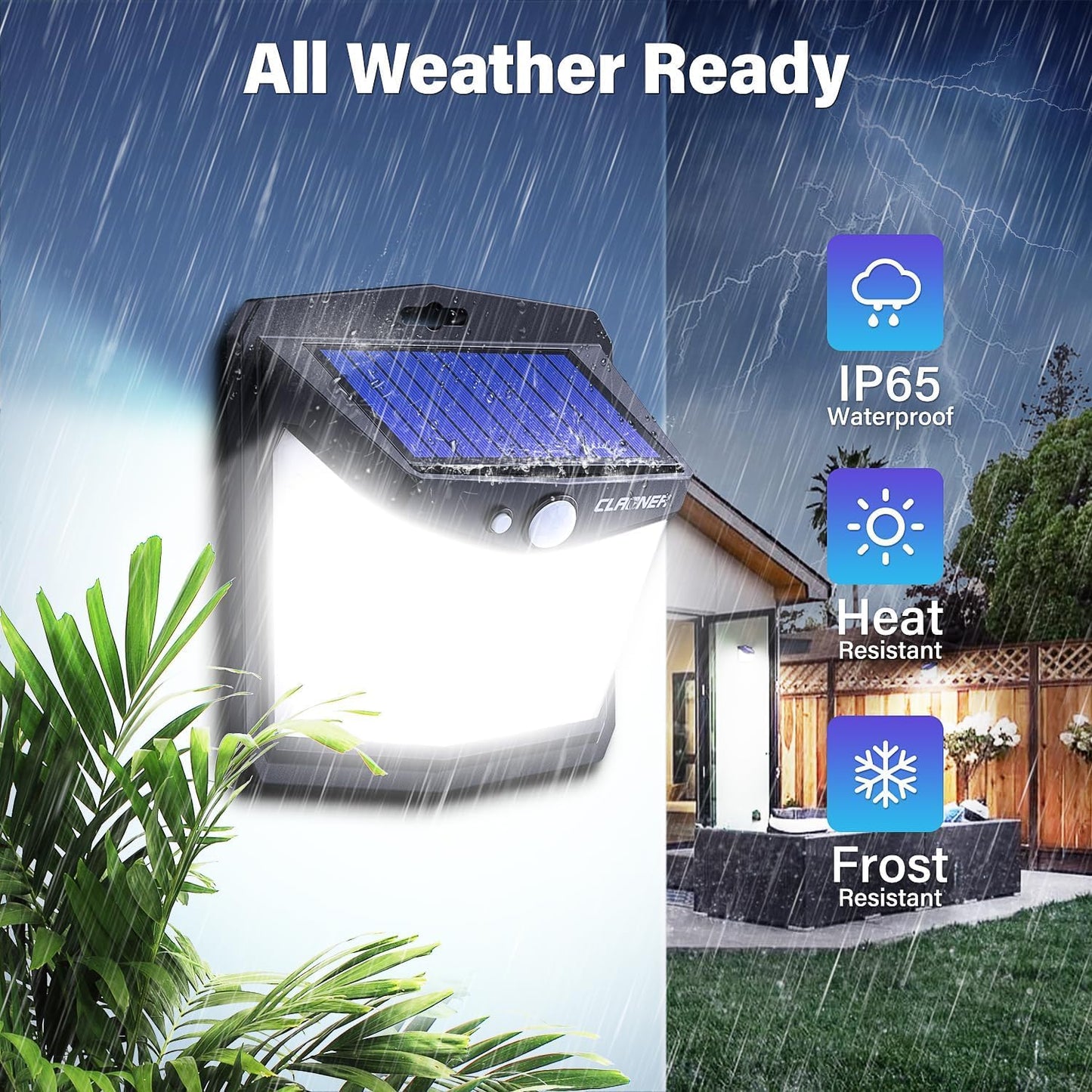 Claoner Solar Motion Sensor Lights Outdoor  12 Pack Solar Fence Lights Ip65 Waterproof  Bright 128 Led Security Flood Lights With 270Wide Angle  3 Lighting Modes Motion Light For Outside Yard