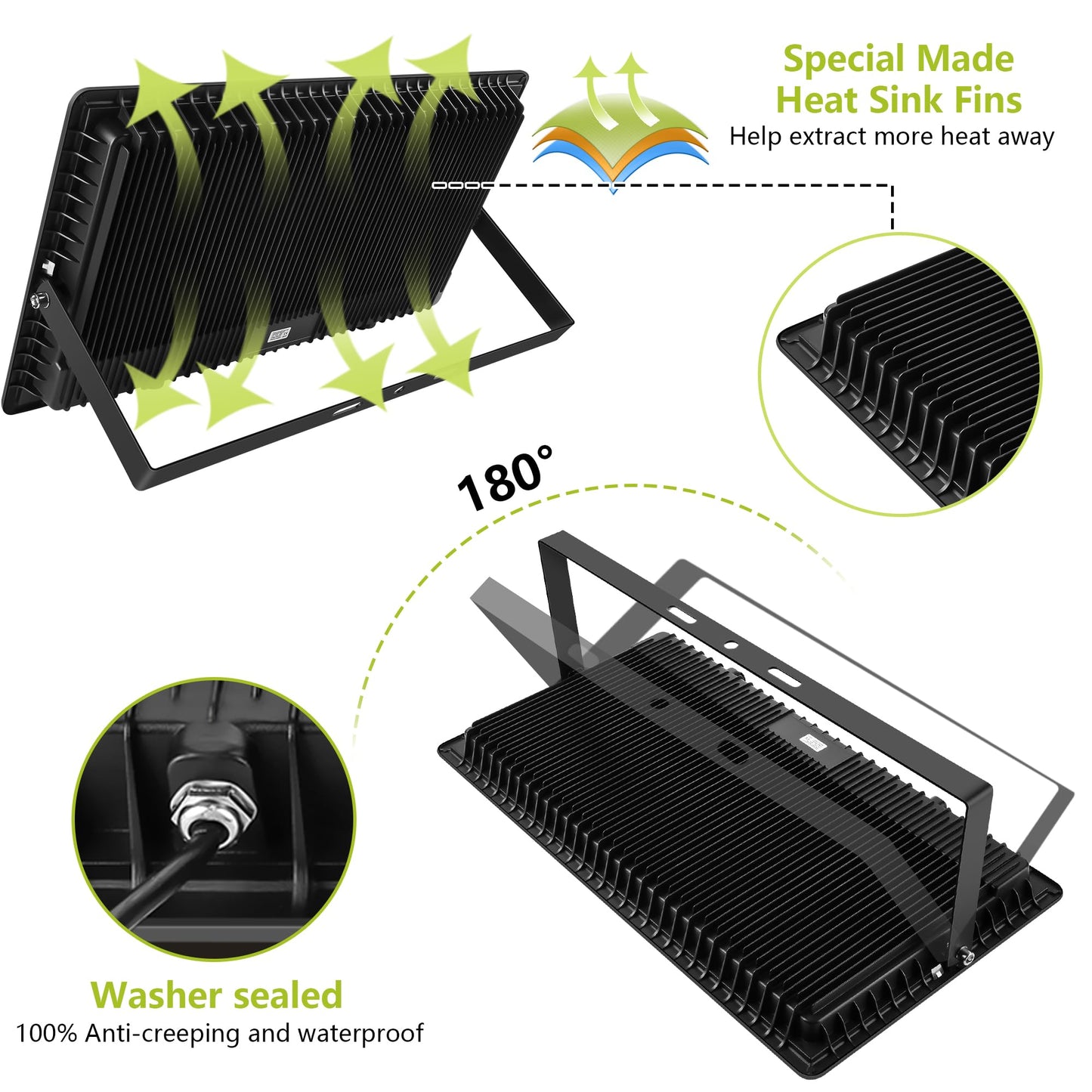 Gopretty 1000W Led Flood Lights 4200 Watt Equivalent 98000Lm Super Bright Outdoor Led Arena Lights 85-265V Ip66 Waterproof 6000K Daylight Commercial Lighting For Stadium  Backyard  Parking Lots Etc
