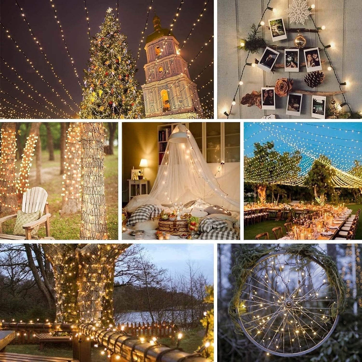 6 Pack 270Ft Solar Christmas Lights Outdoor Waterproof  Super Bright 480 Led Solar String Lights With 8 Lighting Modes  Green Wire Twinkle Tree Light For Outside Xmas Party Decorations (Warm White)