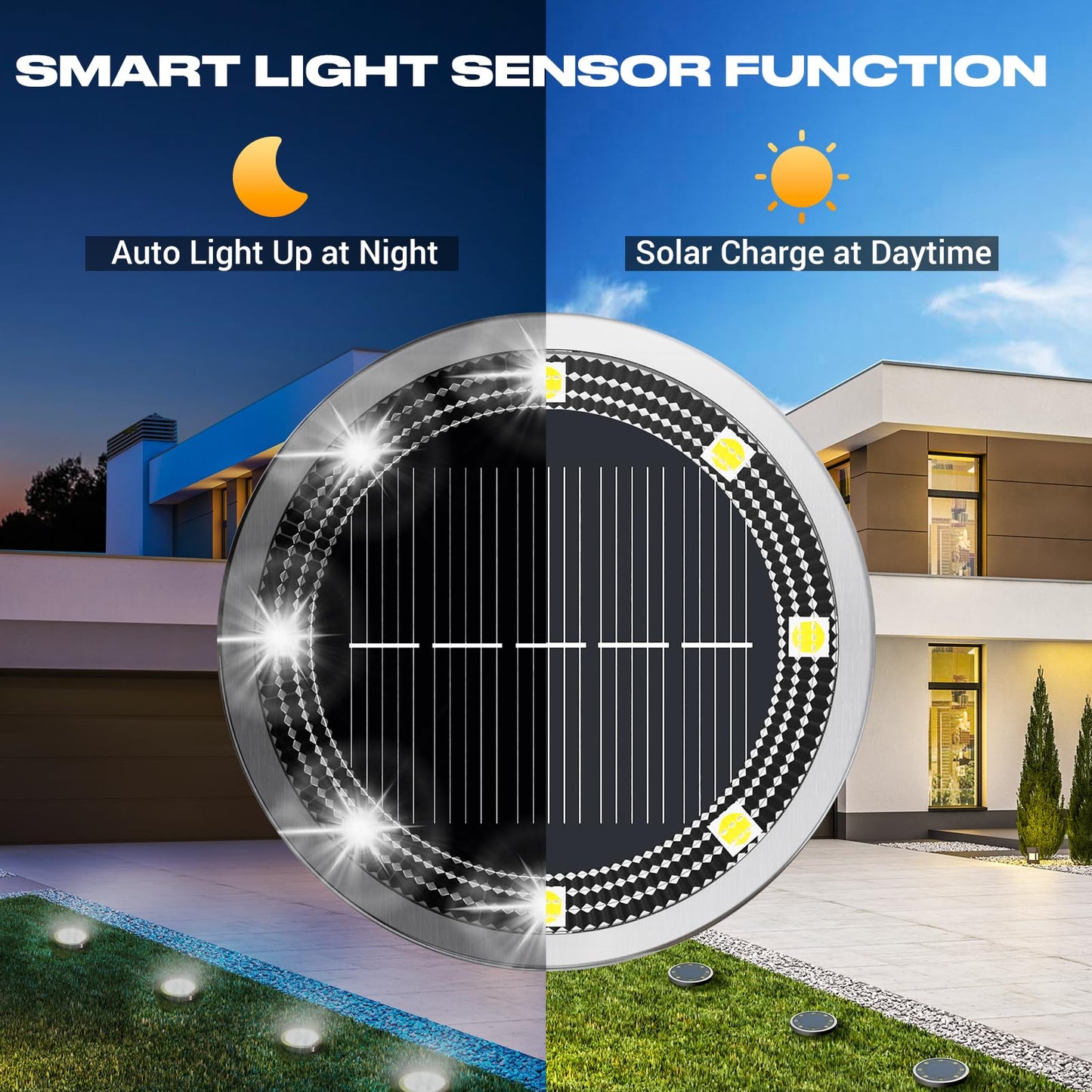 Peasur Solar Ground Lights Outdoor  24 Pack Flat Solar Powered Disc Lights  Ip68 Waterproof  Anti-Rust  Landscape Lighting For Pathway Garden Yard Lawn Walkway Landscape Driveway  Cool White