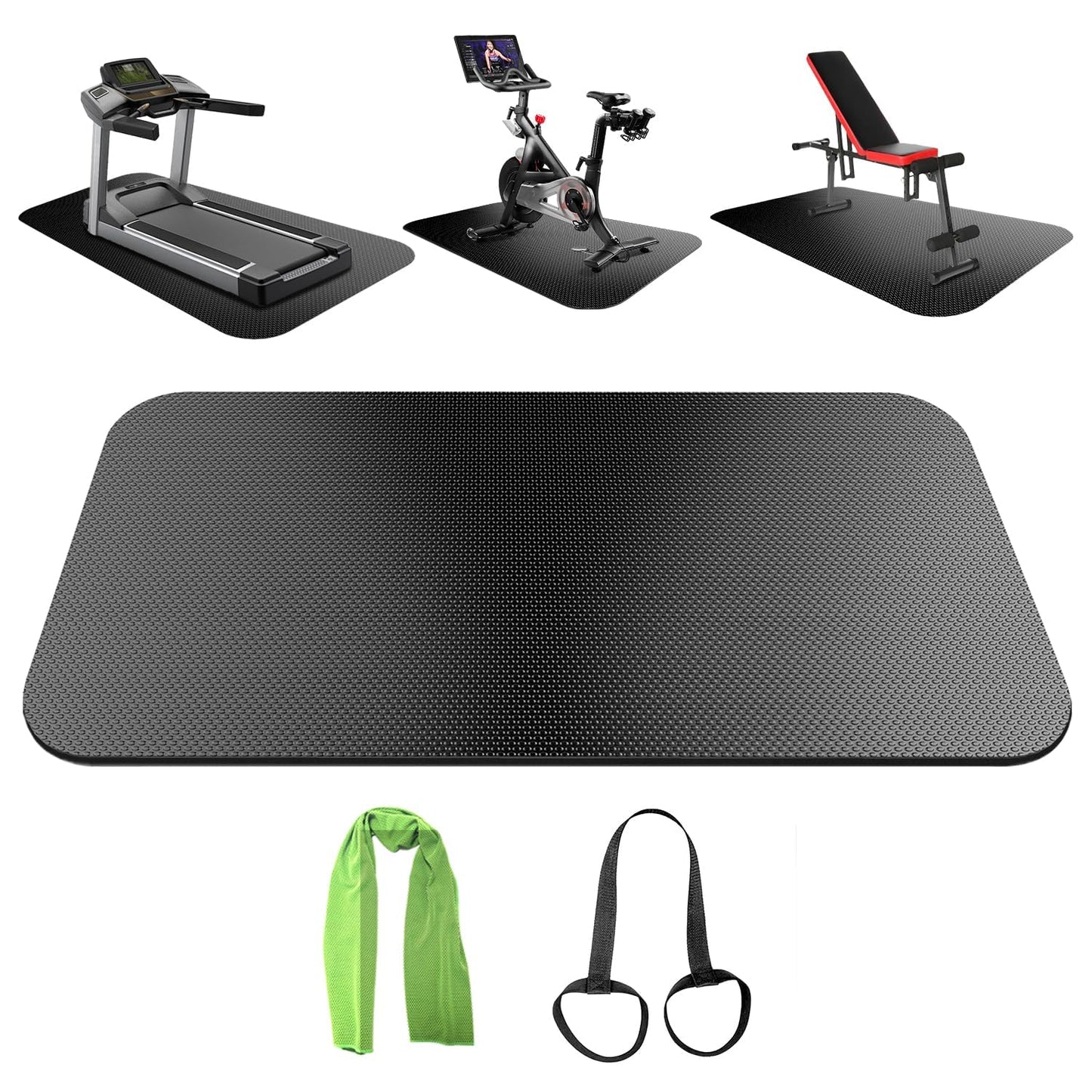 Exercise Equipment Mat,Treadmill Mat,Bike Mat Compatible with Peloton Bike Elliptical Treadmill Mat,Under Exercise Bike Trainer Mat Pad for Stationary Indoor Spin Bike (60"x23.6")