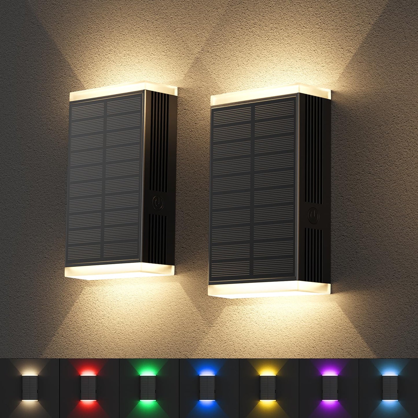 Solar Lights Outdoor 8 Lighting Modes Dusk To Dawn Lighting Wall Sconce Ip67 Waterproof Up And Down Solar Wall Light Front Door Light For House  Garage  Porch Doorway Fence Festival Decor (2 Pack)