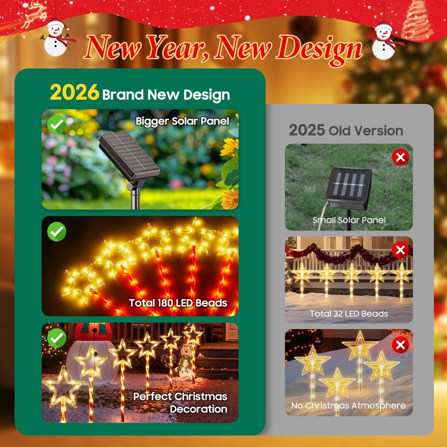 12 Pack Christmas Decorations Outdoor  Twinkling Big Star Solar Christmas Lights With 180 Bright Led And 10 Lighting Modes  Warm White Waterproof Xmas Decor For Pathway Yard