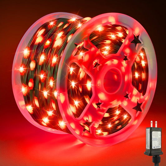 Tcamp 306Ft 1000 Led Red Christmas Lights  8 Modes Christmas Tree Lights With Timer Memory Function  Green Wire Starry Fairy String Light For Xmas Tree Outdoor Indoor Decor