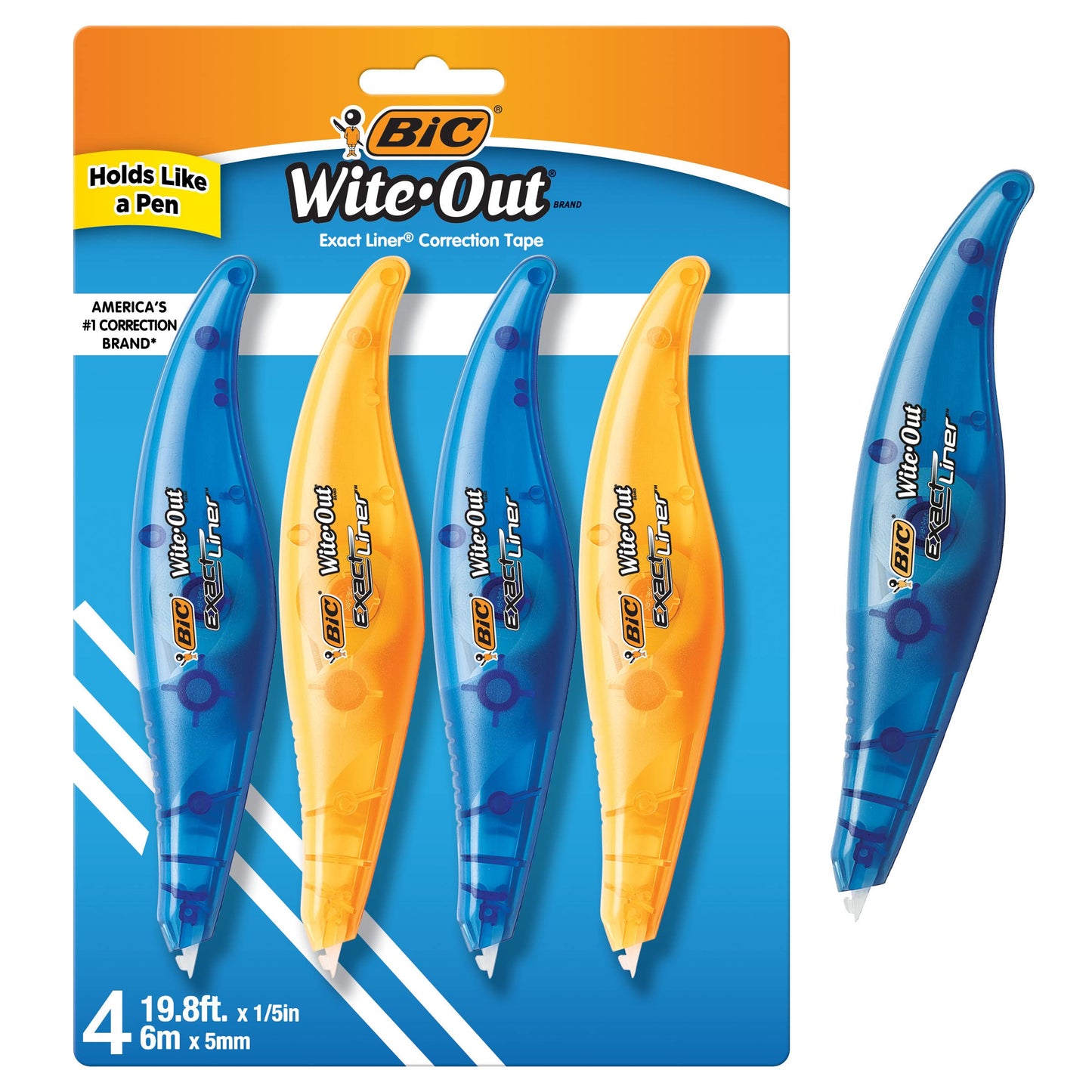 BIC Wite-Out Brand Mini Correction Tape, 16.4 Feet, 12-Count Pack of White Correction Tape, Compact Tape Office or School Supplies