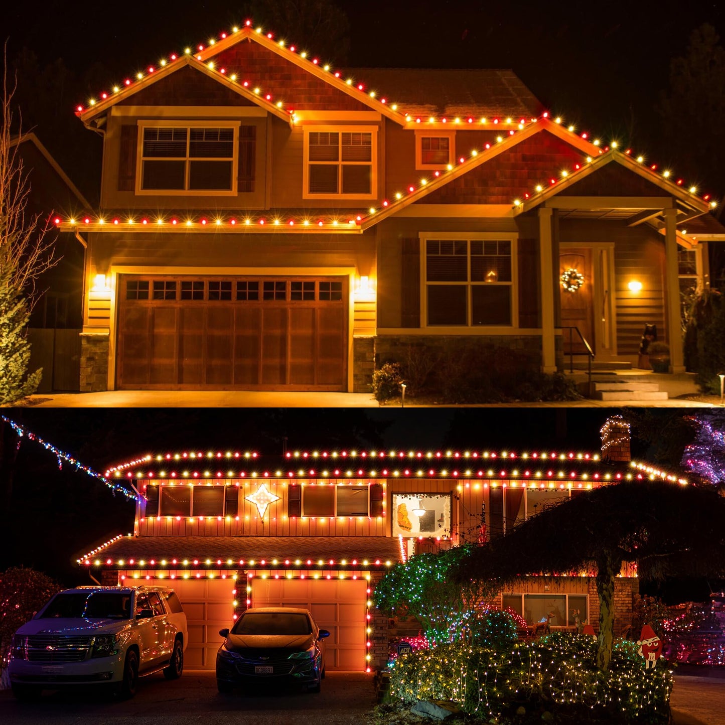 Brizled Red & Warm White Christmas Lights  66Ft 100 Led C9 Christmas Lights  Connectable Outdoor Faceted Strawberry Light String  120V Ul Certified Indoor Xmas Tree Light For Home Holiday Party Decor