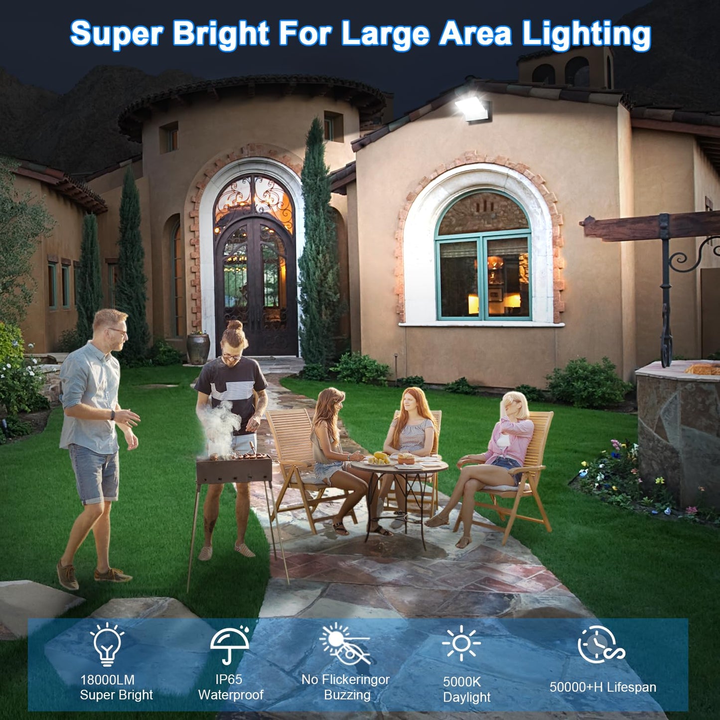 Ledmo 150W Led 360 Rotatable Flood Lights  Outdoor Adjustable Head Exterior Lighting Fixture  5000K Waterporof Commercial Security Wall Pack For Yard  Garage  Barn  House  4 Pack