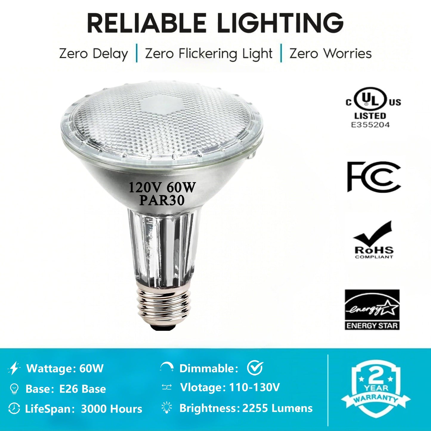 Misdood Par30 Long Neck Halogen Flood Light Bulbs  120V 60W  Dimmable High Output  E26 Medium Base  2700K Warm Lighting  3000 Hours For Recessed Light Bulb  6 Pack