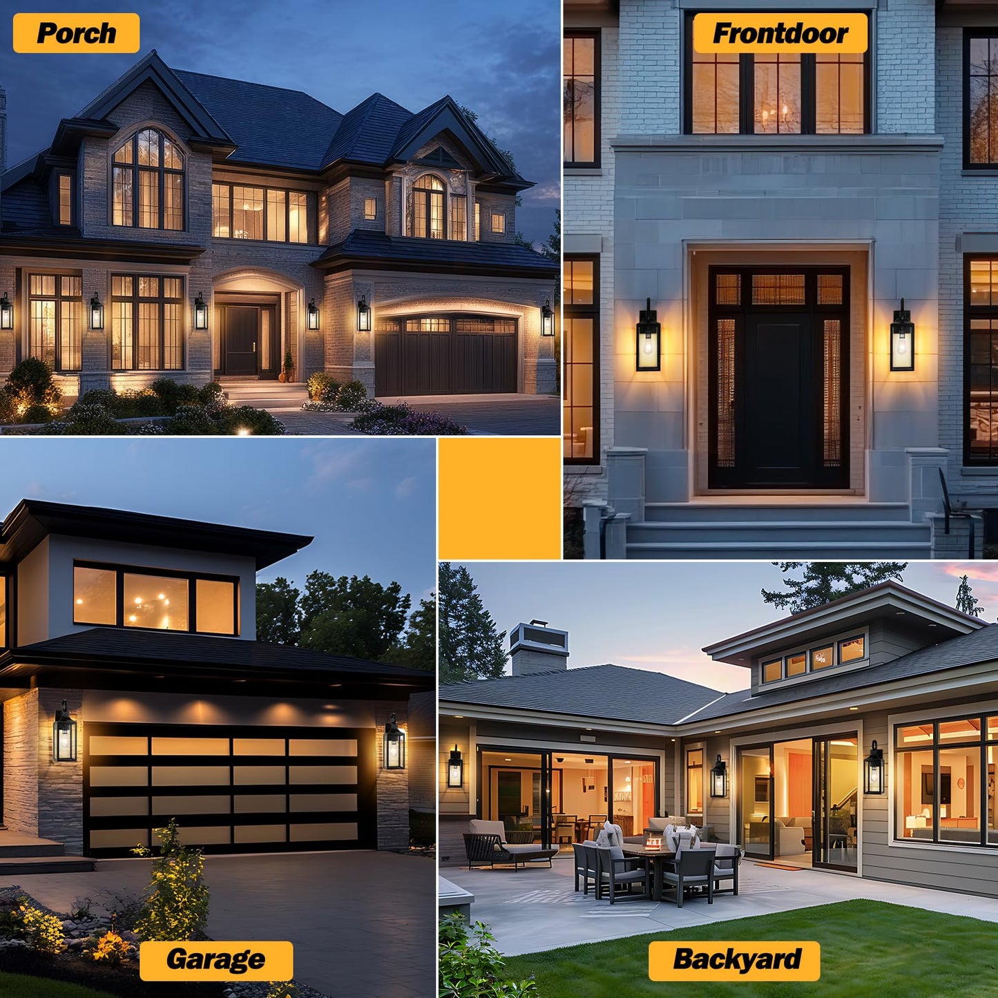 Yolsunes 19 Large Outdoor Wall Lights 2 Pack  Black Exterior Light Fixtures  Outdoor Sconces Wall Lighting Porch Lights  Waterproof Wall Lamp For House  Doorway  Garage  Black Metal With Gold Trim