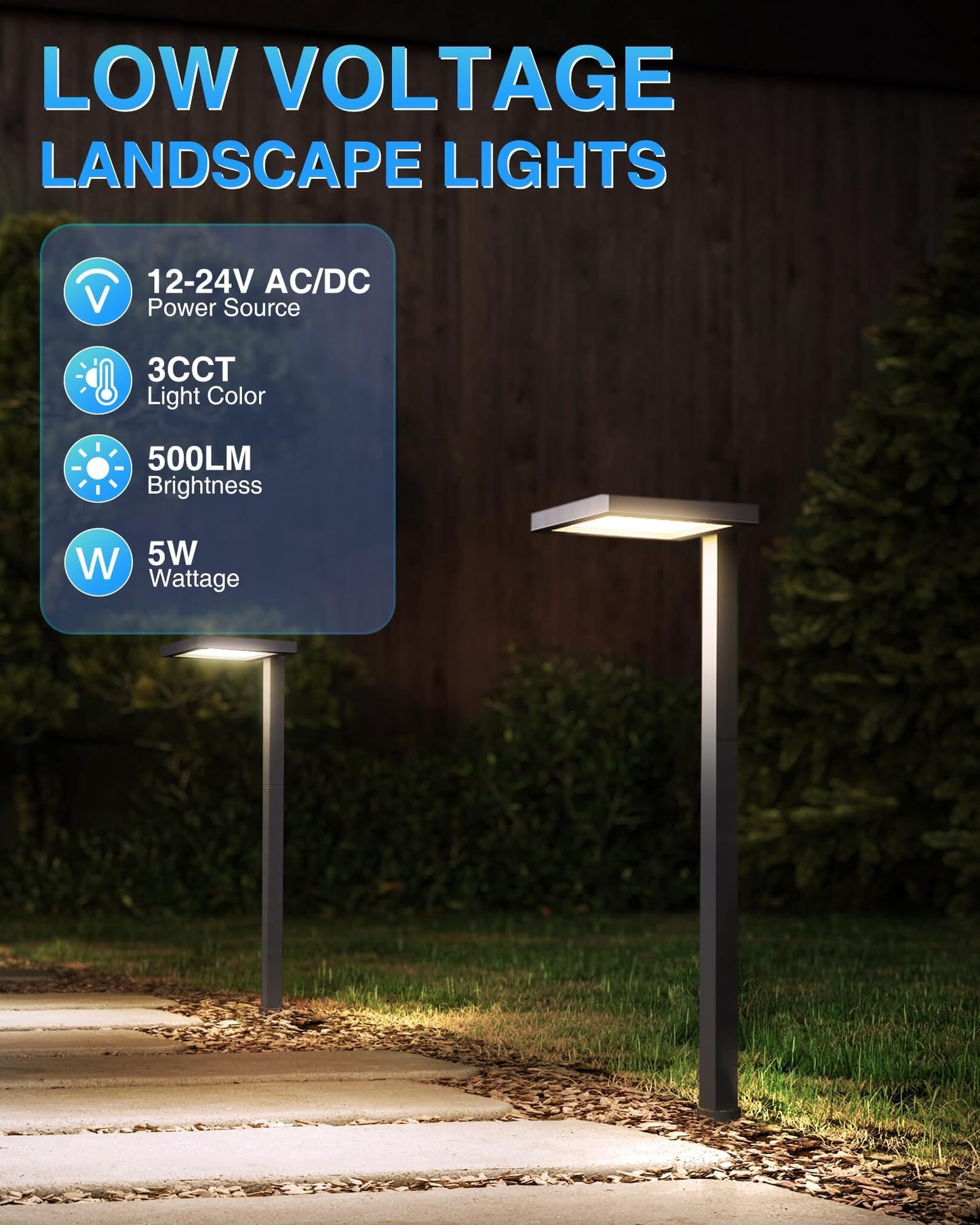 Sunvie 3Cct Low Voltage Pathway Lights Wired Pathway Lights Outdoor 5W 3000K Anti Glare Led Low Voltage Landscape Lighting Waterproof Landscape Path Lights For Walkway Backyard Garden Patio  4 Pack