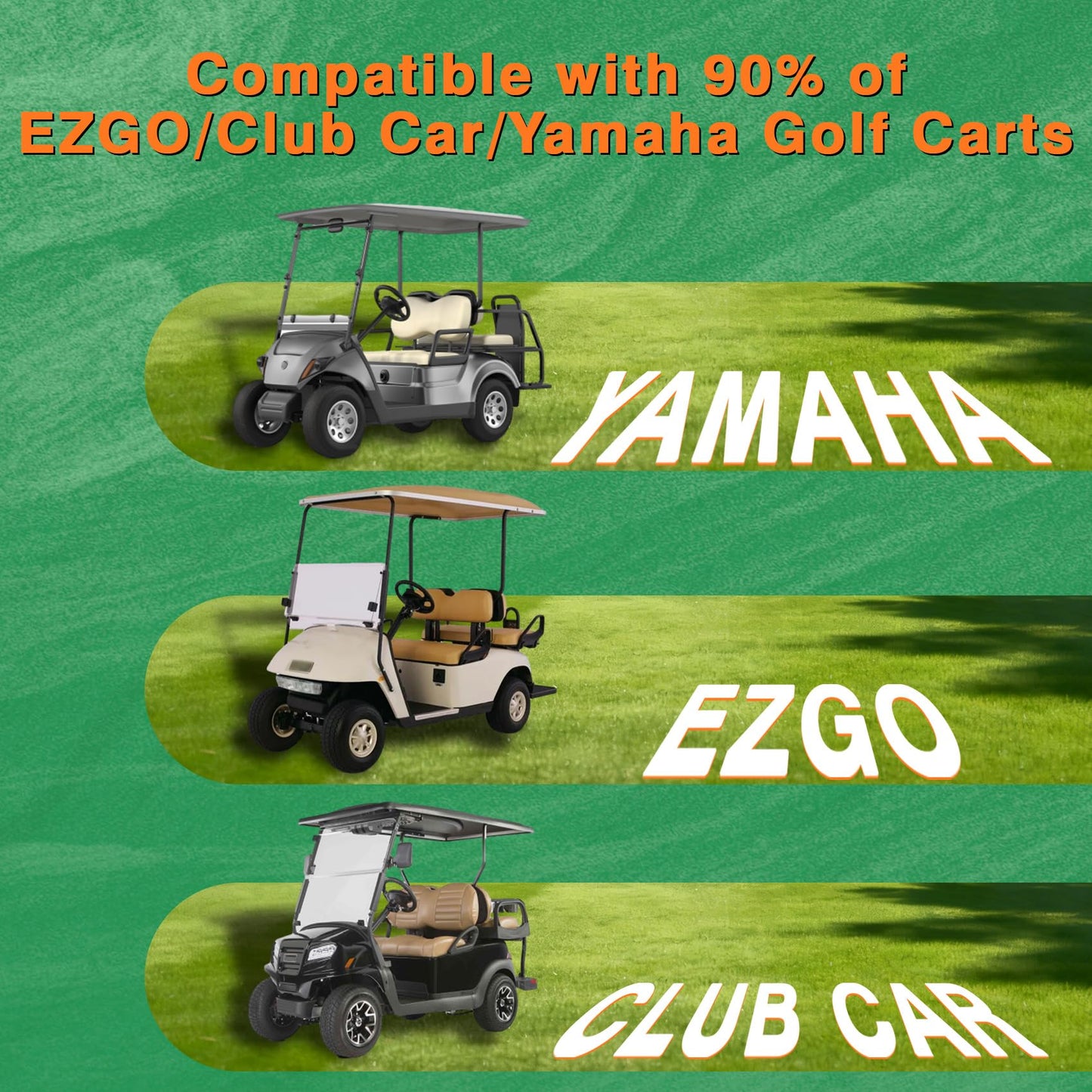 Foldable Golf Cart Rear Seat Bag Holder Fits 4 Seater Golf Cart Bag Holder Compatible with EZGO/Club Car/Yamaha Works for Rear Armrests Up to 8" & 24.5" Wide Equipped with Stainless Steel Buckles