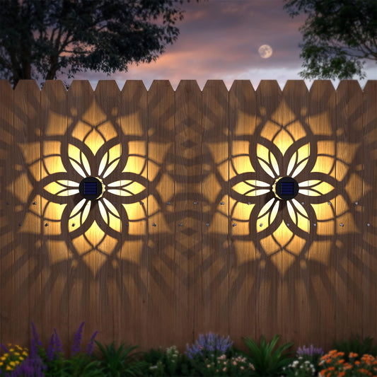 4 Pack Solar Fence Lights Metal Solar Powered Outdoor Wall Deck Step Lights Mandala Theme Waterproof Fence Light For Garden Post Patio Backyard Yard Decor  Gardening Gifts For Women Mom Grandma