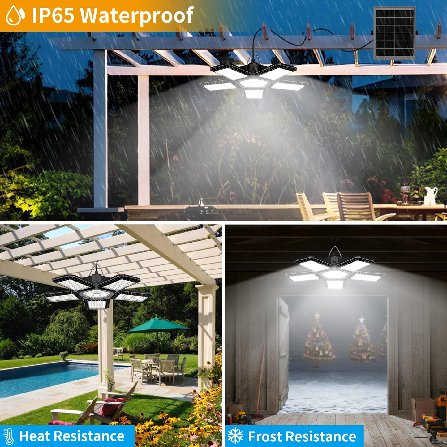 Solar Shed Light Indoor Outdoor  Upgrade Large 267Led Solar Powered Motion Sensor Pendant Light Works Day & Night  Solar Indoor Light With 2 Lighting Modes + Timer & Remote For Shed Gazebo Garage Barn