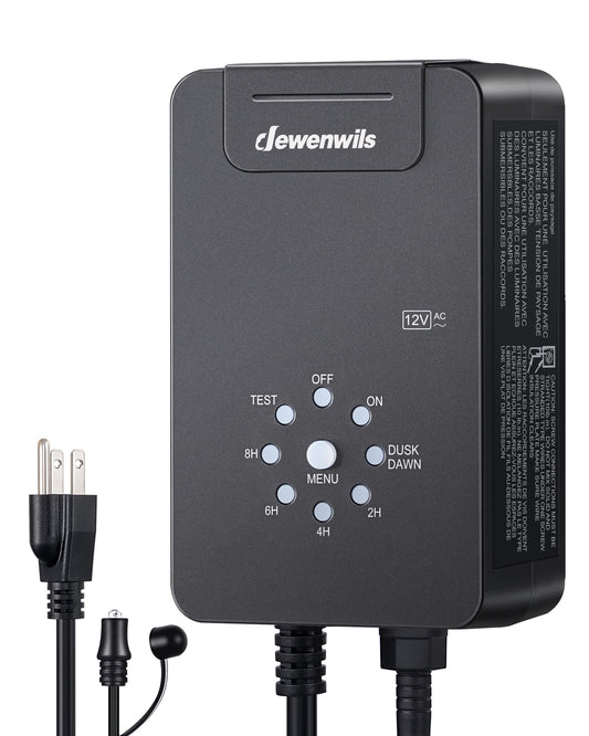 Dewenwils 60W Low Voltage Landscape Transformer  120V Ac To 12V Ac Outdoor Landscape Lighting  Dusk To Dawn Sensor & Timer  Weatherproof Low Voltage Transformer For Spotlights  Garden  Pathway